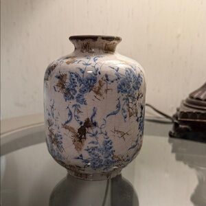 Blue and Brown Floral Ceramic Vase